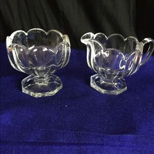 Vintage glass cream and sugar set